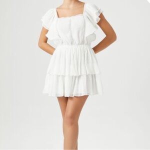 NWT Tiered Clip-Dot Mini White Dress